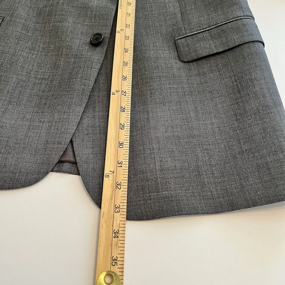 Lauren Ralph Lauren Solid Gray Sport Coat Blazer 2 Button Size 46L Wool EUC